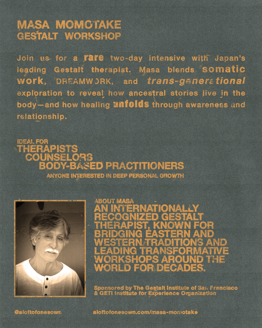 Masa Momotake Two-Day Gestalt Workshop