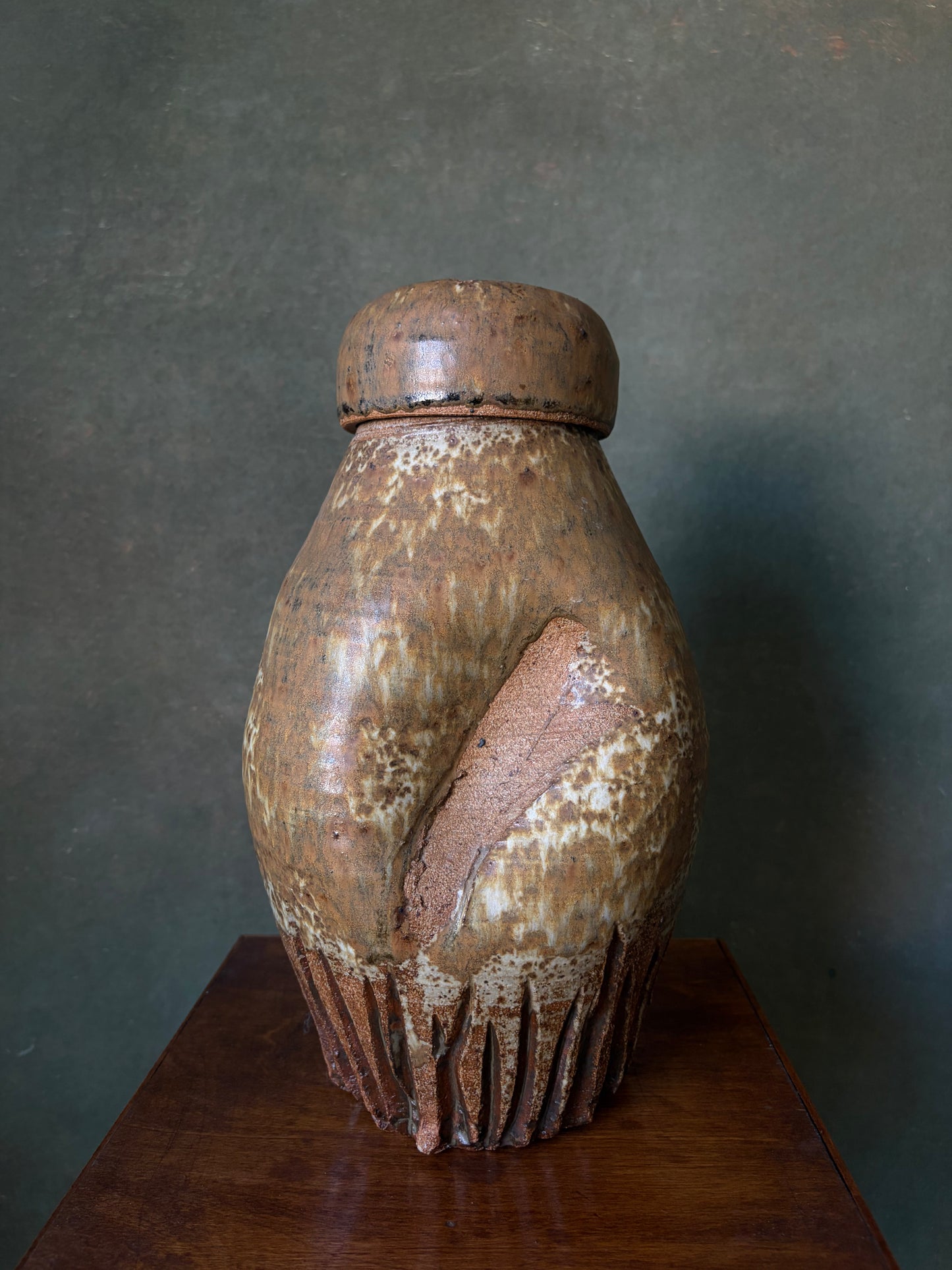 Handmade Stoneware Lidded Urn