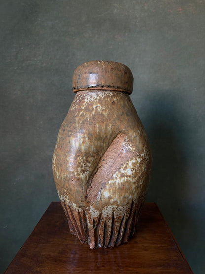 Handmade Stoneware Lidded Urn