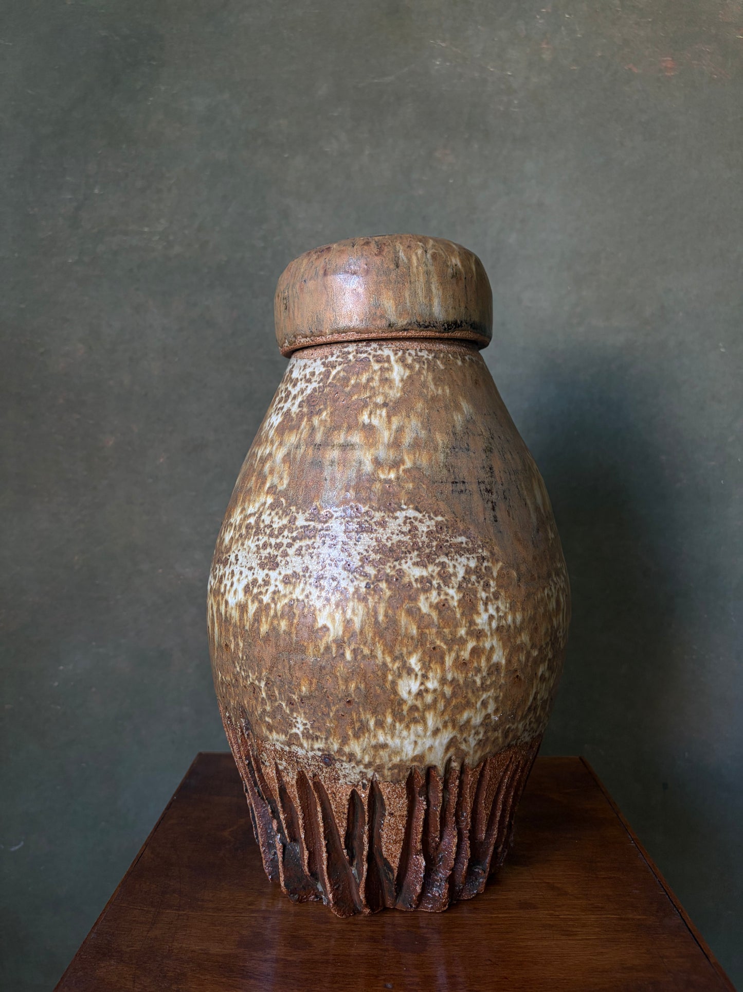 Handmade Stoneware Lidded Urn