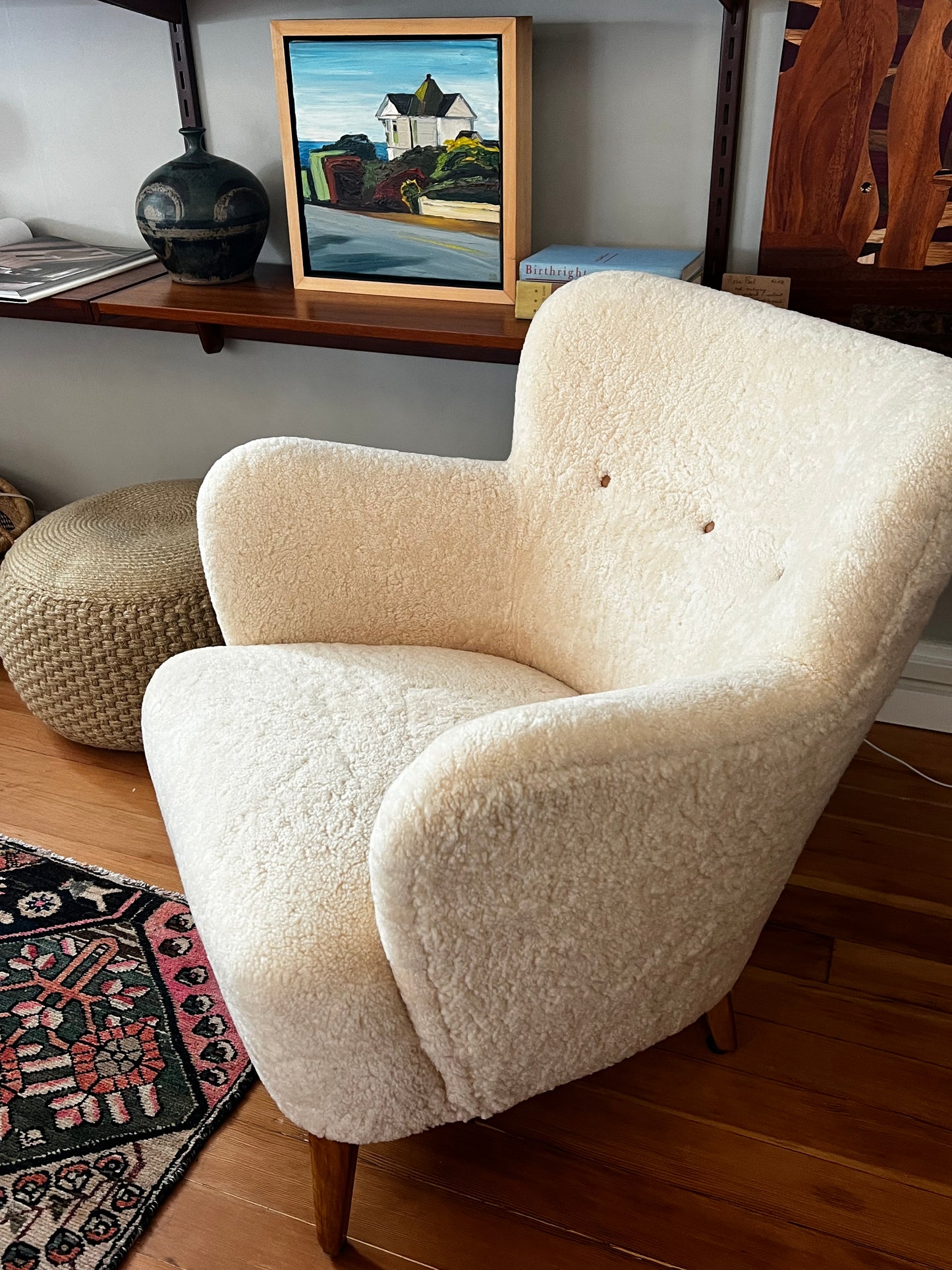 1940s Scandinavian Sheepskin Lounge Chair